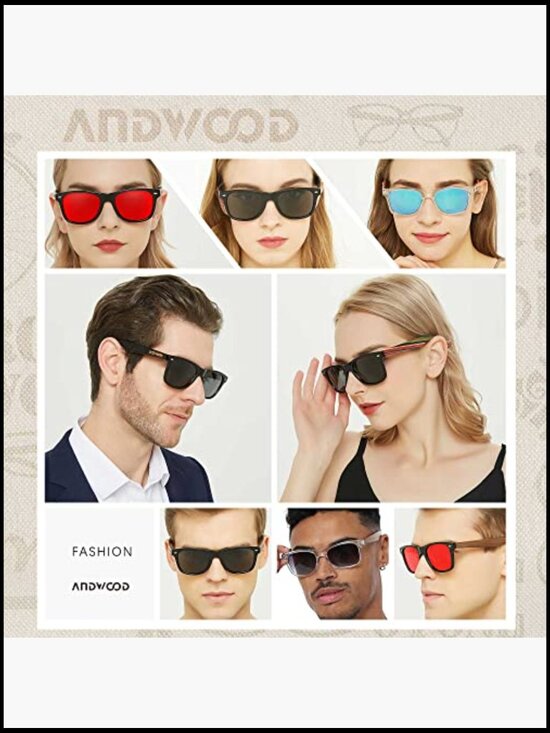 Wood Frame Polarized Sunglasses UV Protection for Men Women Driving Hiking
